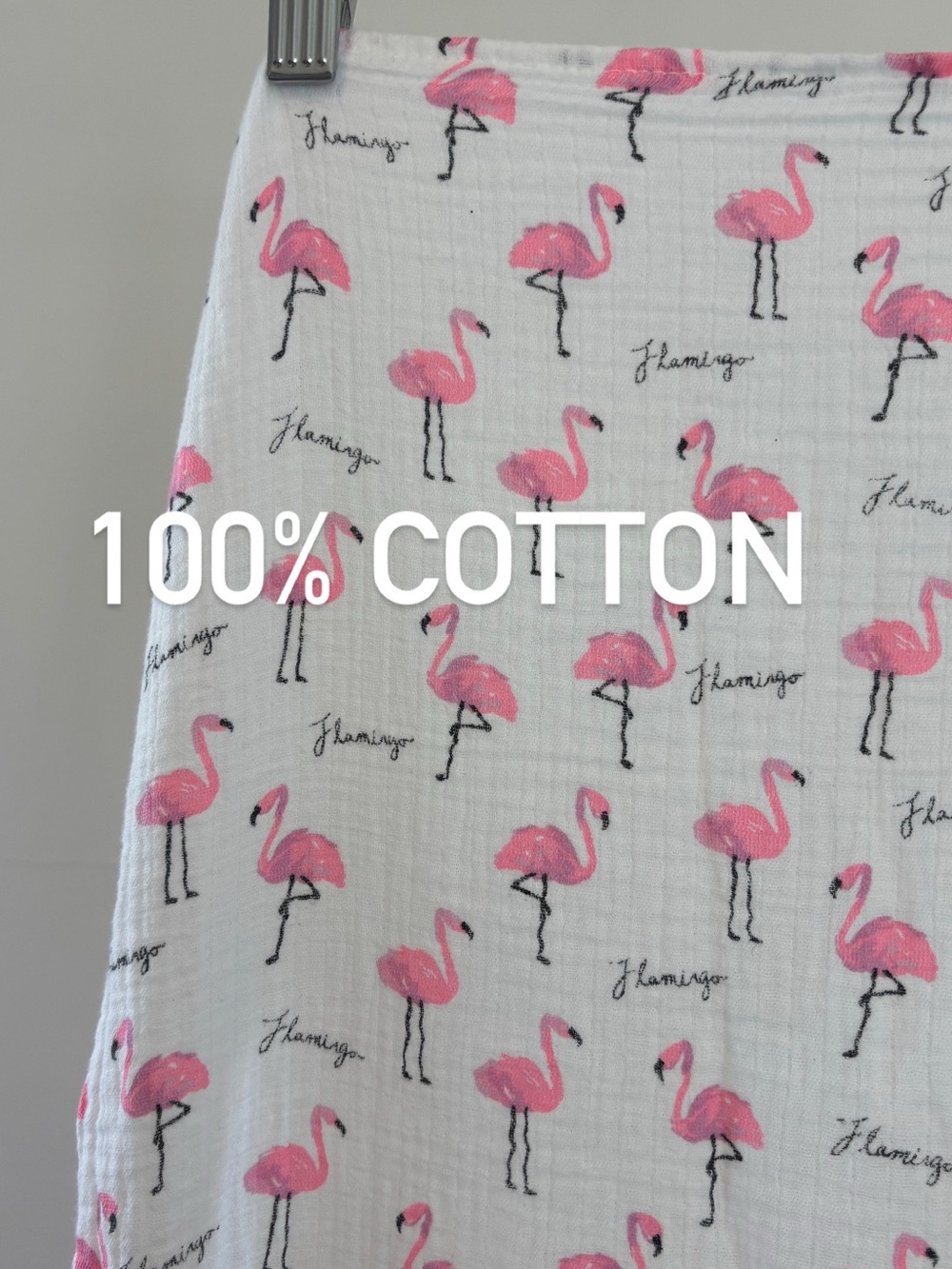 Modern Baby Pink Flamingo Muslin blanket, swaddle, scarf | 100% Cotton